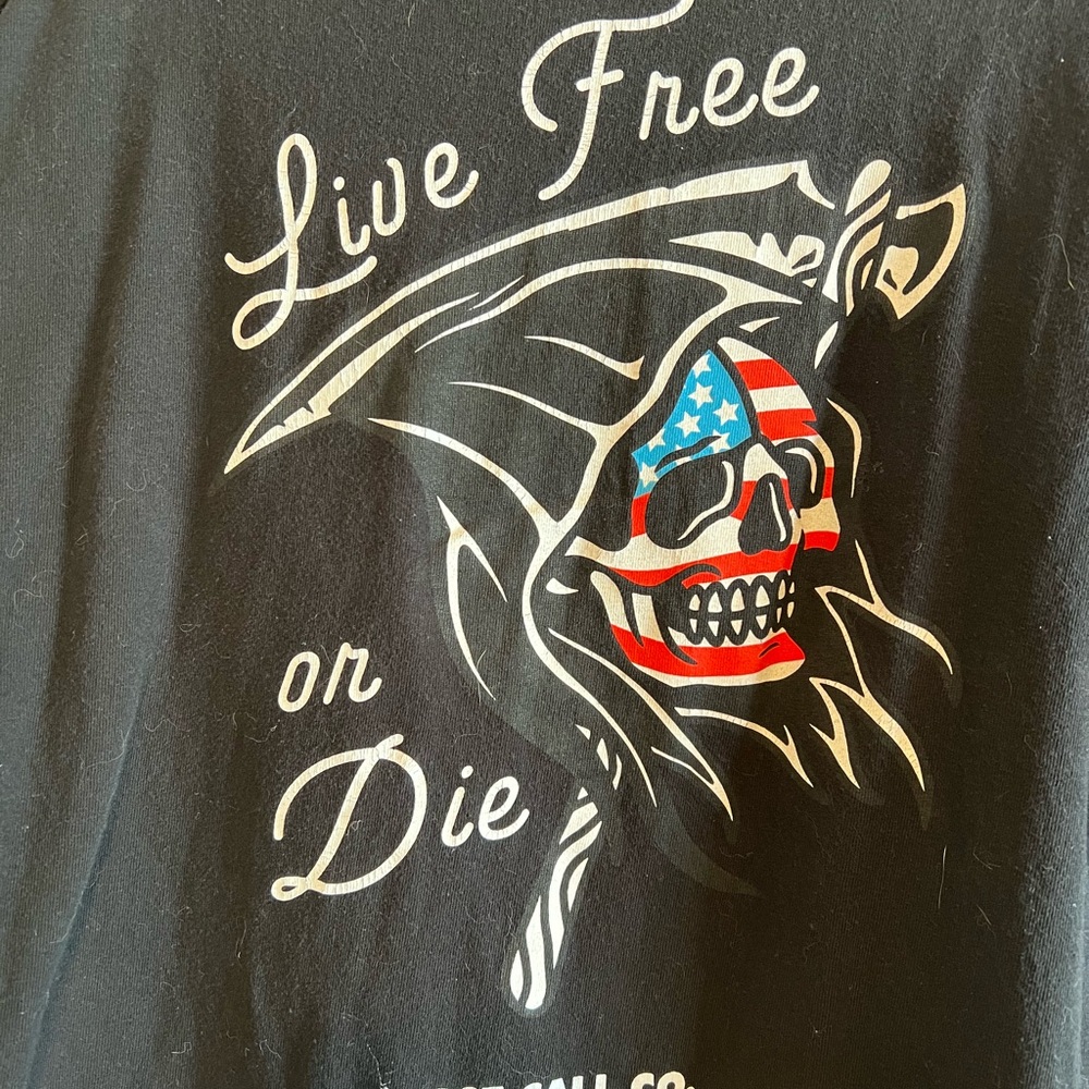 Black Graphic Tee with Skull Design